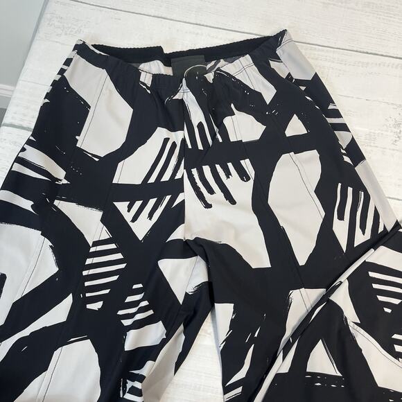Porto San Francisco Italy Pants sz 2 Medium Black Gray Geometric Lantern Balloon - Picture 8 of 10